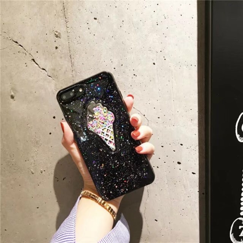 Glitter filled ice cream cone case